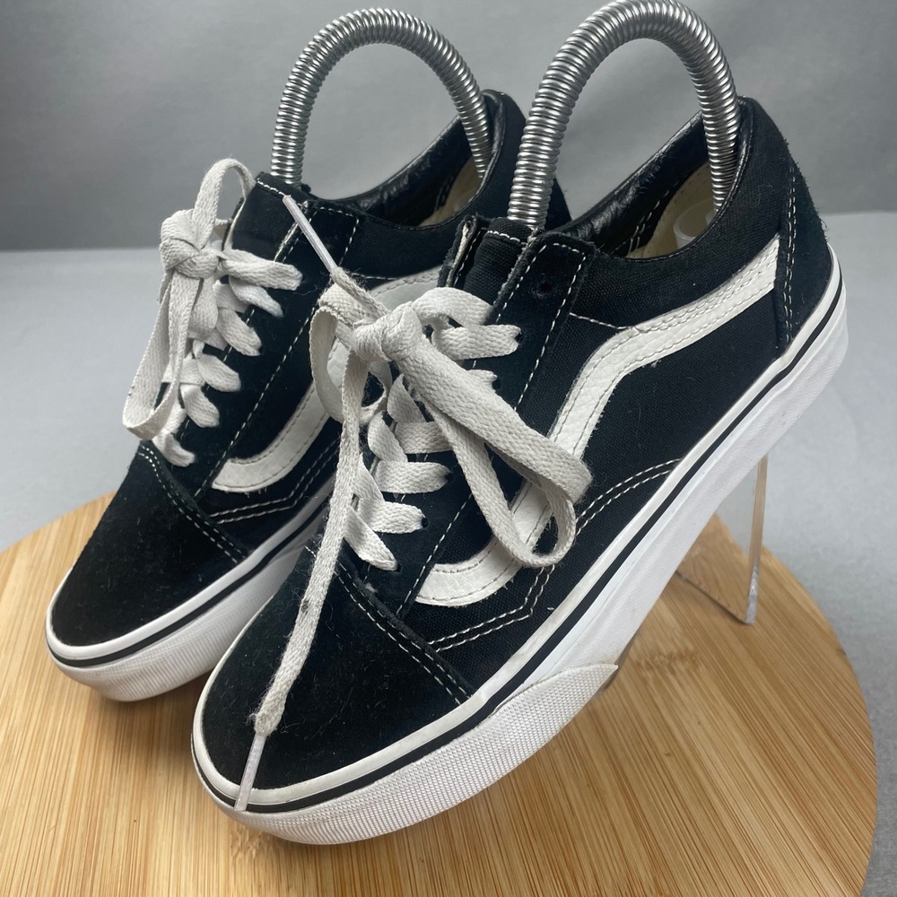 Kids Vans Old Skool Black White Canvas Suede Low‎ Top Sneakers Size 3.5Y